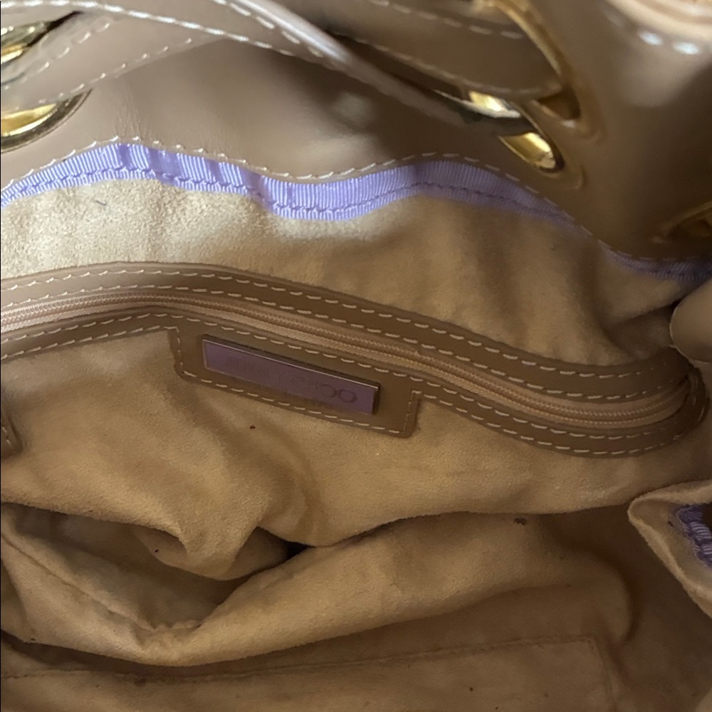 Jimmy Choo Cream Leather Shoulder Bag with Gold Accents - Picture 5 of 9
